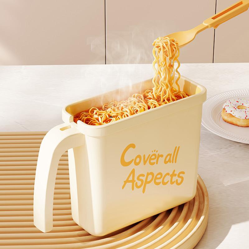 

Instant Noodle Bowl Korean Style No Wash Reusable Soup Bowl with Handle Microwave Safe for Easy Quick Meals белый