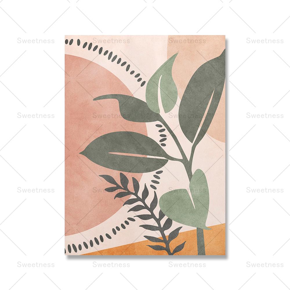 Plant Leaves Sun Line Geometry Boho Abstract Gallery Nordic Wall Art Posters And Prints Painting Pictures For Living Room Decor No Frame