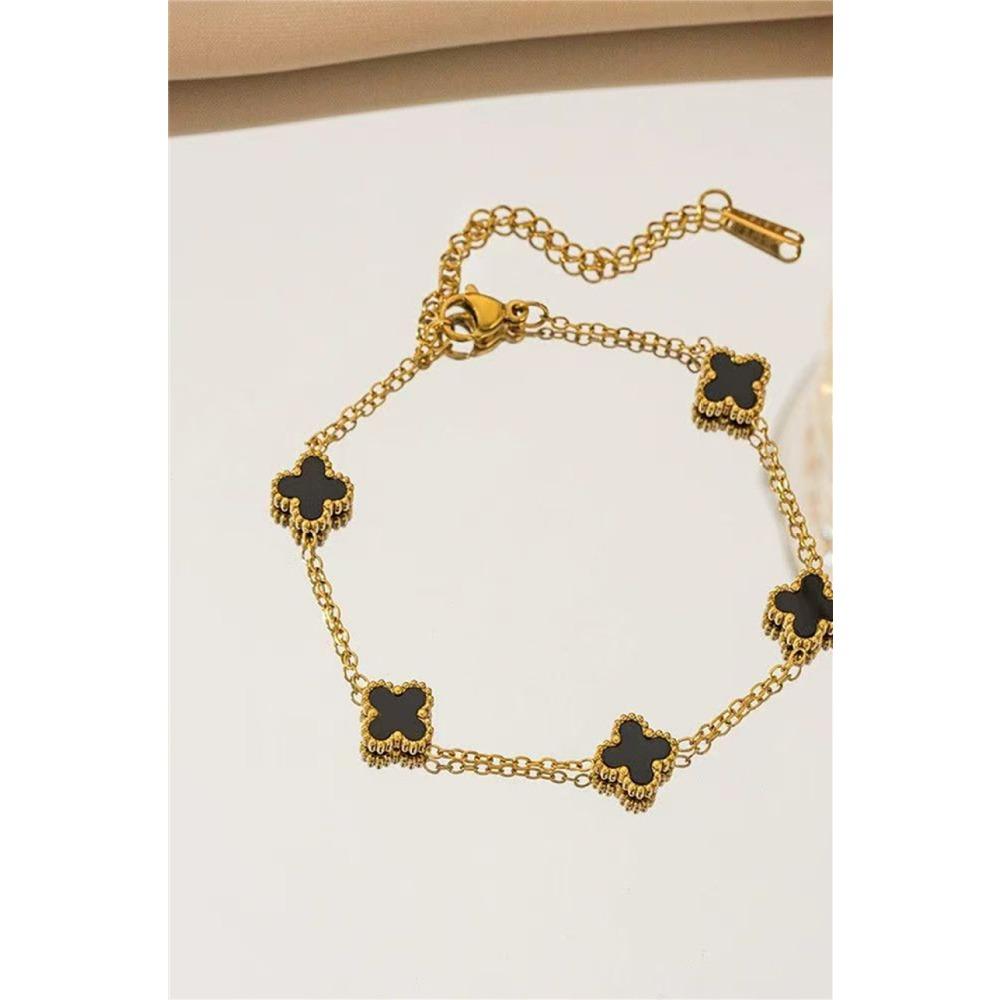 

Модный браслет-талисман с четырехлистным клевером 9 мм, ручная работа, ювелирное изделие, титановая сталь, 18K, с сохранением цвета 18K-9mm