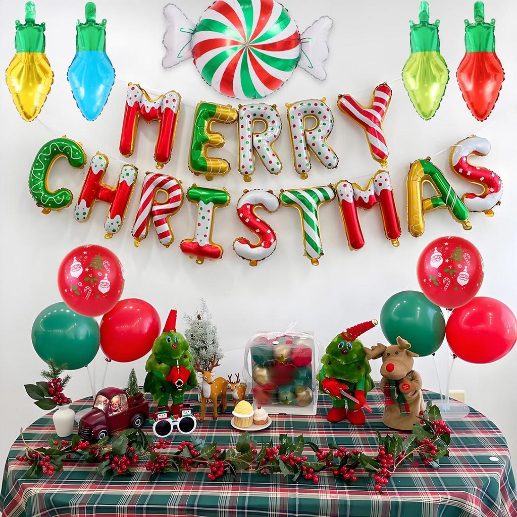 Christmas Balloon Set Colorful Festive Home Decor Party Balloons Holiday Decorations for Wall Door Tree Patio Indoor Living Room