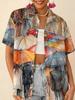 Love printed short-sleeved shirt women's summer loose casual lapel shirt retro niche top