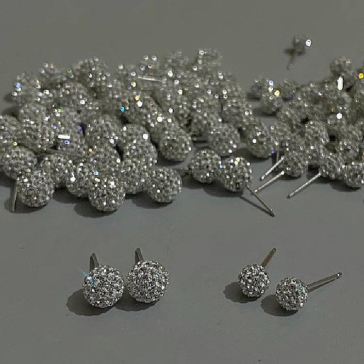 S925 Sterling Silver Rhinestone Planet Stud Earrings for Women - Sparkly Diamond Cool Style Shamballa Earrings 925 Sterling Silver