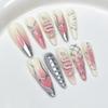 Handcrafted Press-On Nails Long Stiletto Shape Gradient Hand-Painted Acrylic Tips Women Sweet Punk Chic Style