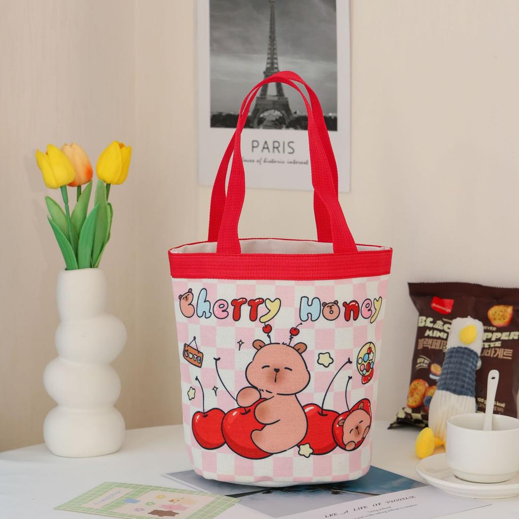Cute Graffiti Bucket Bag for Women, Ins Style Cartoon Print Round Cylinder Handbag, Korean Fashion Shoulder Tote for Lunch and Daily Use