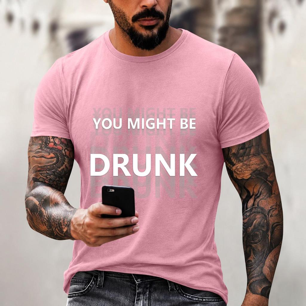 Men's Quirky Casual Loose Fit Letter Print T-Shirt for Daily Wear
