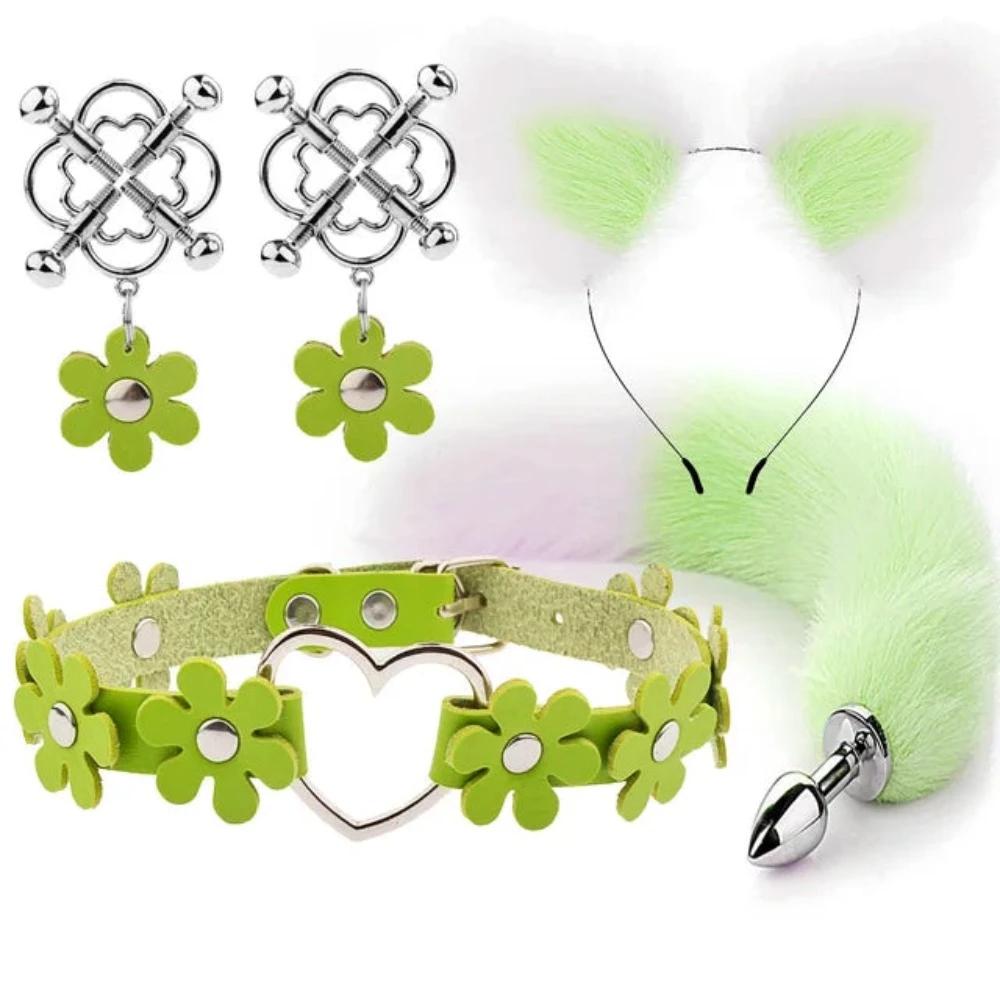 Cute Fox Tail Anal Plug Cat Ears Headbands Set Adult Toys For Women Butt Plug Tails