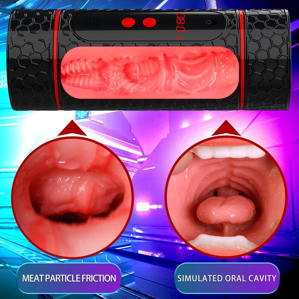 Nuovo 18+ Masturbatore maschile automatico Tazza vibratore a doppio canale Vagina pompino Tasca giocattolo del sesso Masturbazione tascabile per uomini Prodotti per adulti