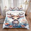 3pcs Pretty Reindeer Art Printed Quilt Set - Includes 1 Quilt Cover and 2 Pillowcases, Machine Washable - Suitable for All Seasons.M088
