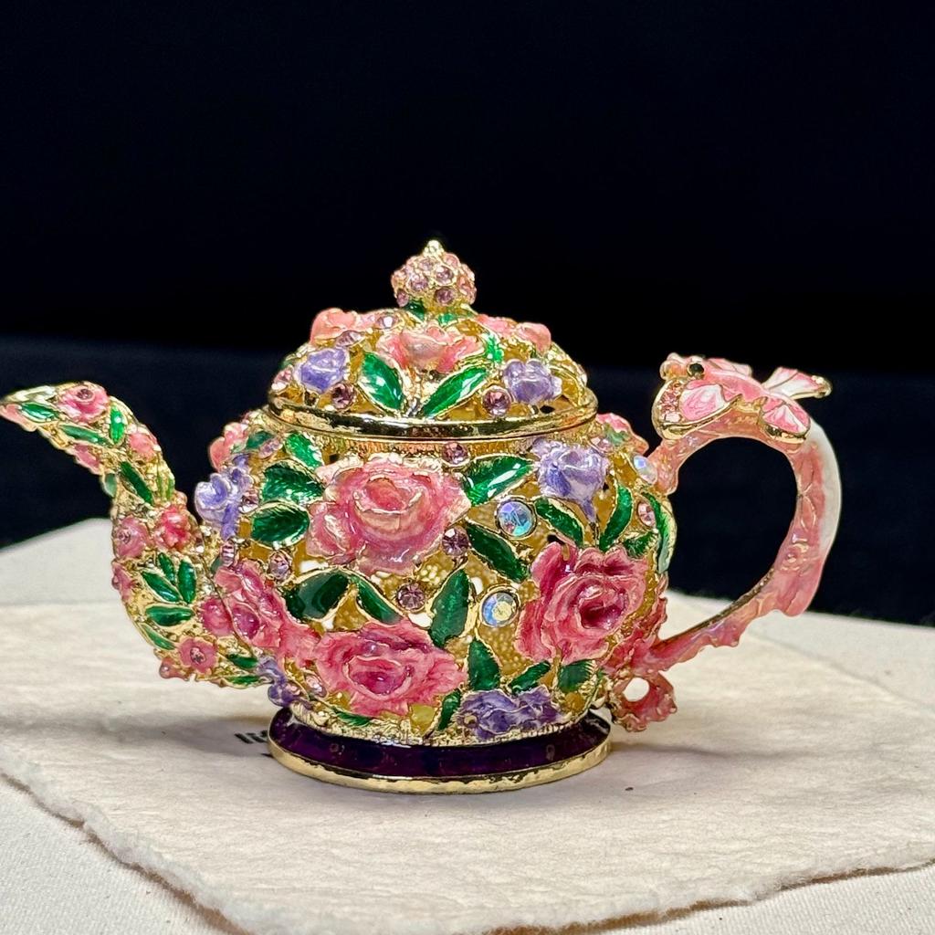 Chińskie Retro Pastoralny Styl Emaliowane Pudełko na Biżuterię Rękodzieło Dekoracja Domu Czajnik Mała Ozdoba Pudełko na Biżuterię