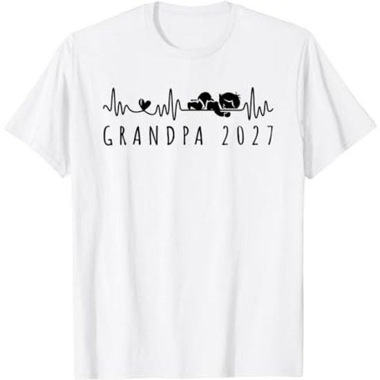 Future Grandpa 2027 Heartbeat Baby Announcement Surprise T-Shirt