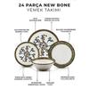 24 Parça 6 Kişilik Barok Bahar New Bone Porselen Yemek Takımı - Çorba Servis Yemek Tabağı Seti