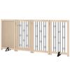 4 Panel Freestanding Pet Gate, Indoor Dog Barrier with Lockable Door, Support Feet, 360 Degrees Flexible Hinges, Oak