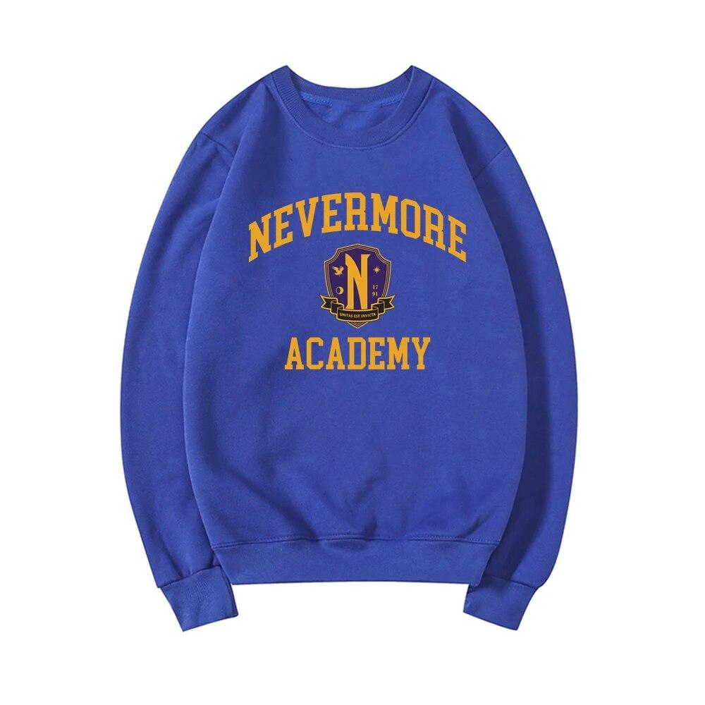Nevermore Academy Sweatshirt Wednesday Adams Costume Retro Movie Sweater Unisex Crewneck Sweatshirts Casual Pullovers Hoodie Unisex