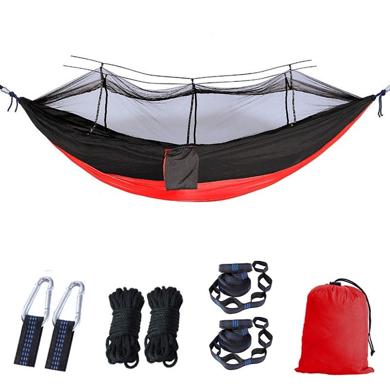 Portable Ripstop Camping Hammock with Mosquito Net - Quick-Open, Anti-Fall Design for Singles & Doubles