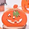 Seasonal Festive Room Ornaments Halloween Indoor Wooden Pumpkin Table Sign, Spooky Tabletop Block Rustic Autumn Centerpiece Tiered Tray for