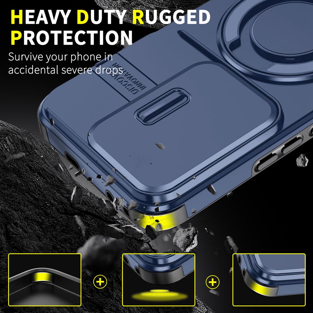 KEYSION 360° Ringständer Handyhülle für HONOR 400 Pro 5G Schiebkamera Schutz Magnetische Stoßfeste Rückabdeckung für Honor 400 5G