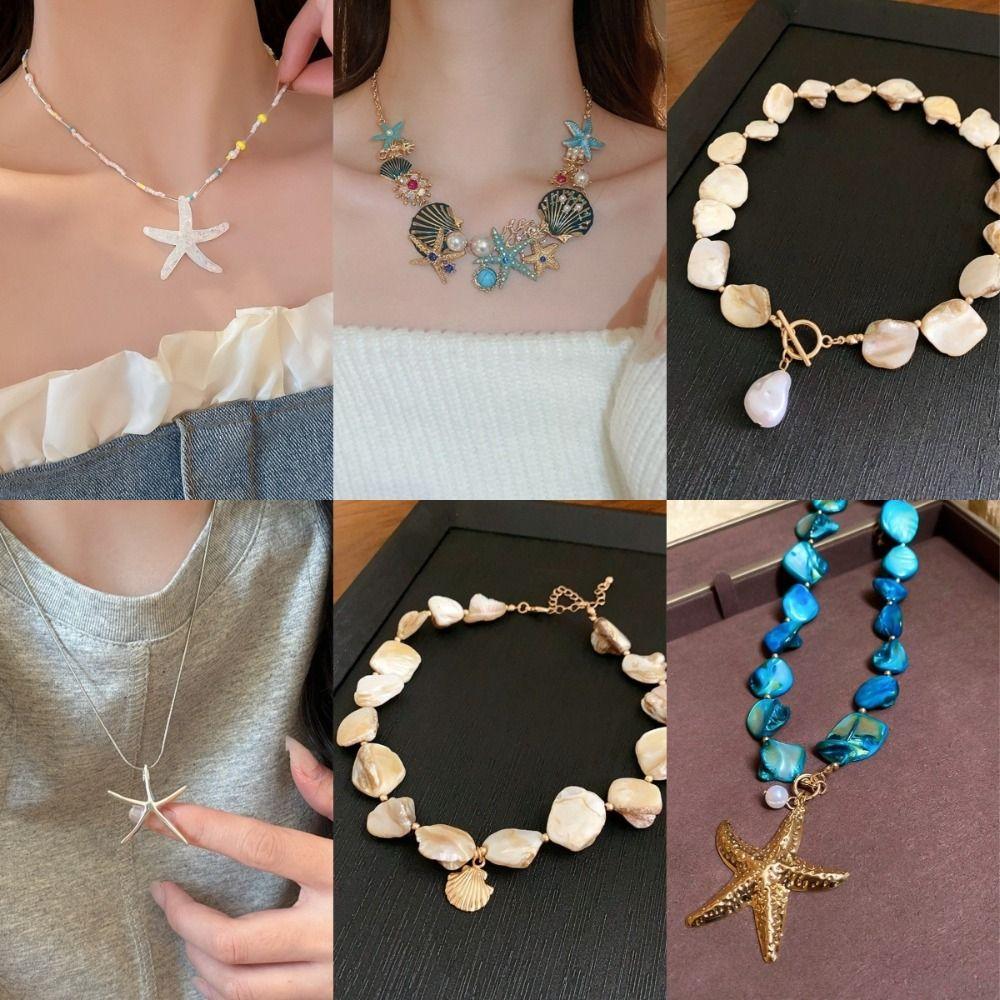 Collier Coquillage Irrégulier Coquillage Style Bohème Ras du Cou Coquillage Nouvelle Chaîne Clavicule Mode Femme