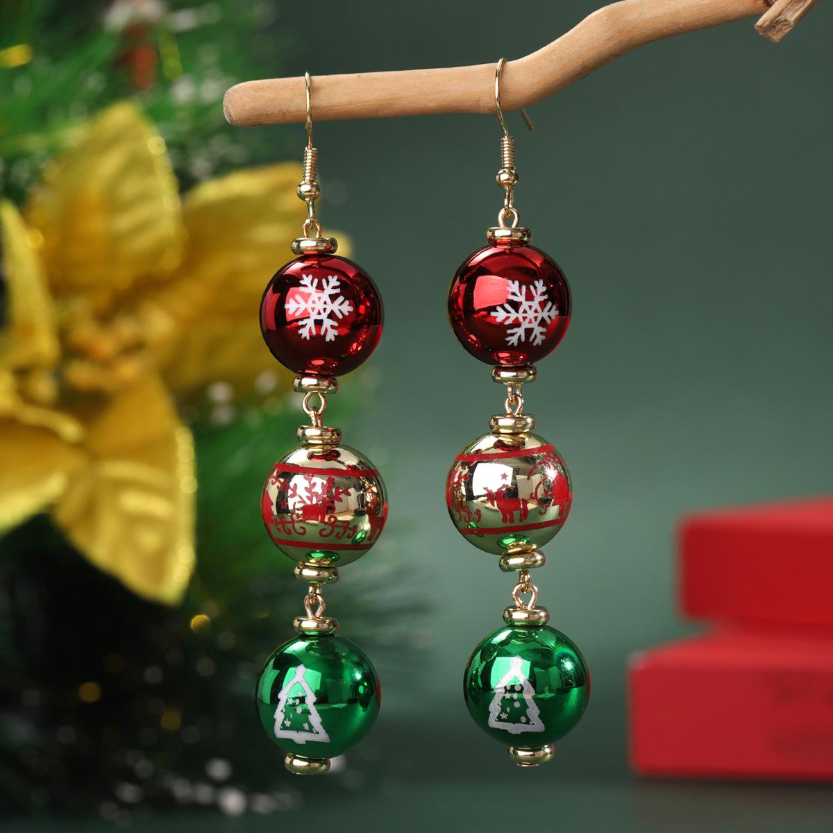 

Серьги-подвески ручной работы из смолы в виде снежинок и оленей на рождественскую елку