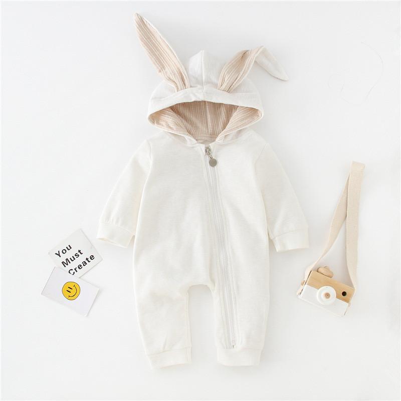 Baby Romper Jumpsuit Cotton Long Sleeve Hooded Rabbit Onesie Autumn Outwear
