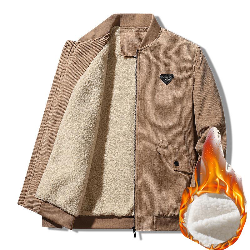 Herrars Nya Höst- och Vinter Casual Fleece Varm Plus Sammet Kavaj Utomhus Lös Casual Jacka För Män