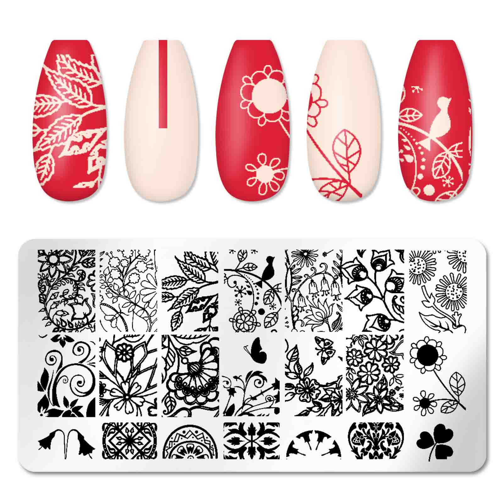 

Кружева Stamper Nails Art Stamp Штамповка Шаблон для ногтей Цветы Изображение Пластина для принтера