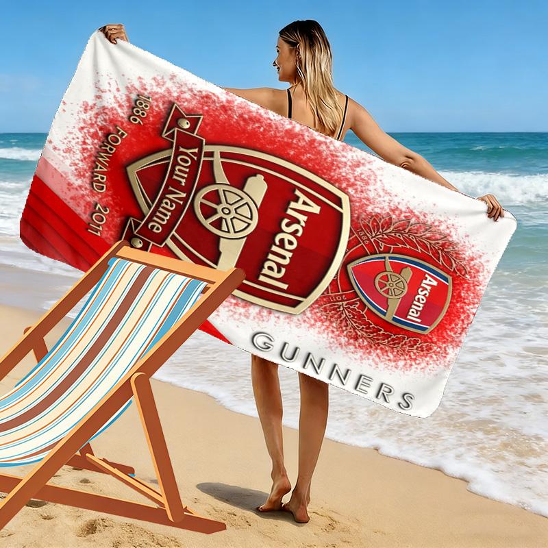 Name Custom FC Logo Arsenal Print Beach Towel, Large Soft Quick Dry Towel for Beach Camping Swimming