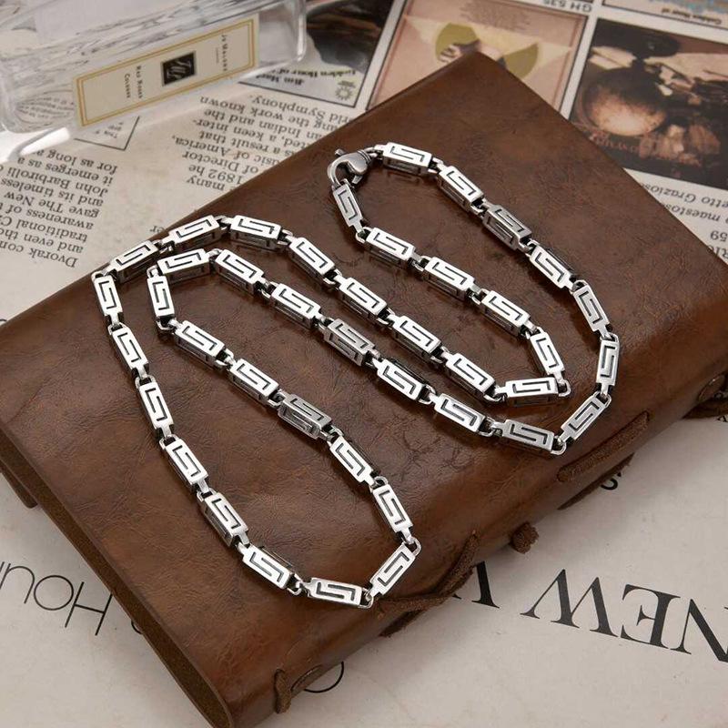 

Посеребренное ожерелье с японскими и корейскими буквами - Мужские трендовые хип-хоп аксессуары-цепочки для свитера 2024