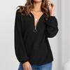 Women's European & American V-Neck Pullover Hoodie - Autumn/Winter Fashion, Solid Color, Loose Fit
