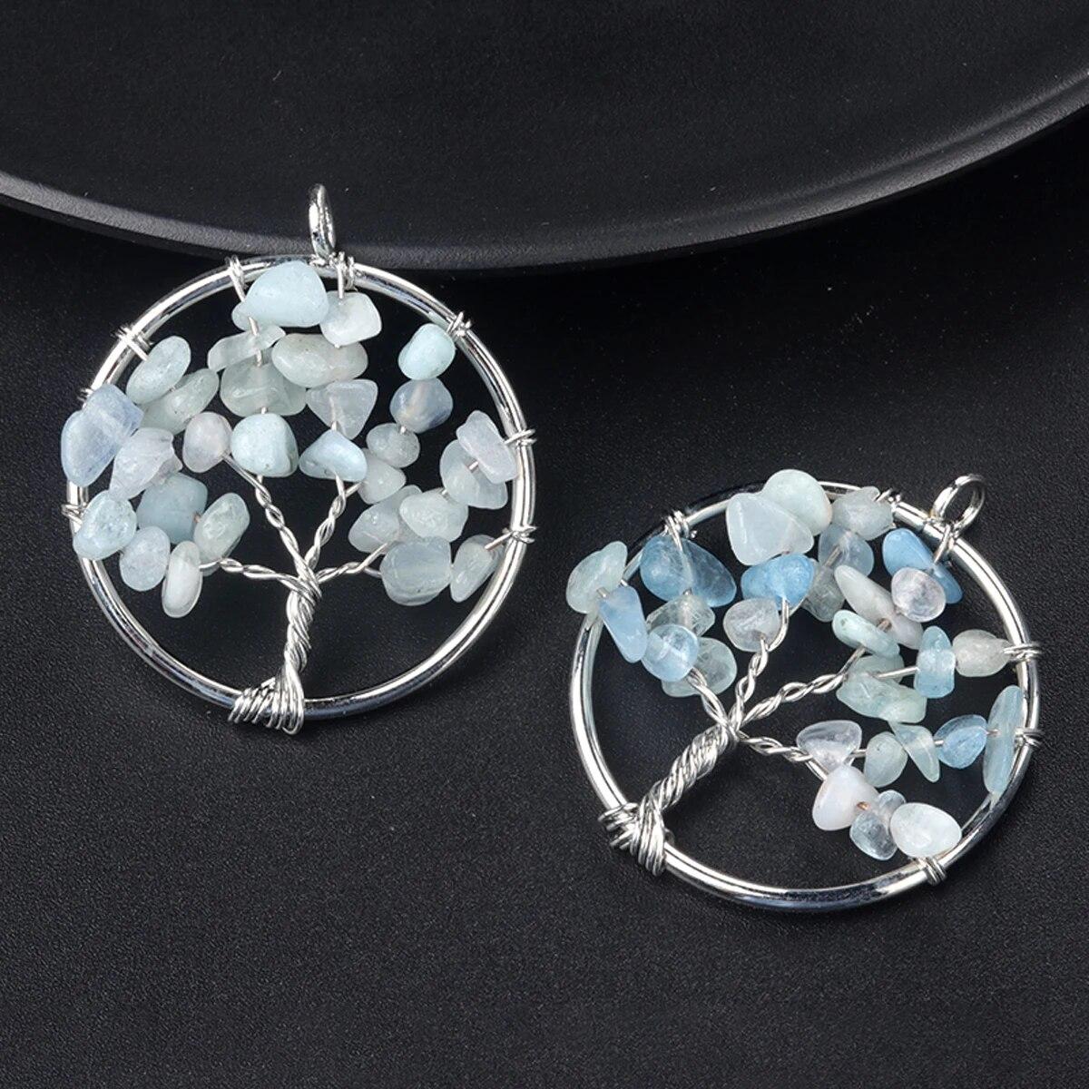 

1 шт., кулон «Древо жизни», натуральный камень, обмотка, гравийный кулон для изготовления ювелирных изделий, ожерелье, аксессуар «сделай сам», размер 30x30 мм 30x30mm