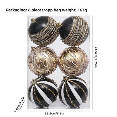 6pcs New Plastics Christmas Ball Pendant Paintings 8cm Xmas Tree Ornament Xmas Tree Charm New Year