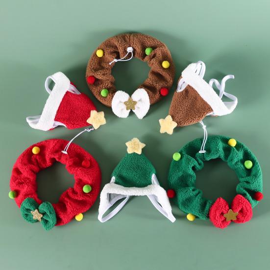 Yousheng 2Pcs/Set Cat Christmas Suit Soft Plush Fabric Rich Christmas Elements Small Pet Christmas Attire Red Green Pet Outfit