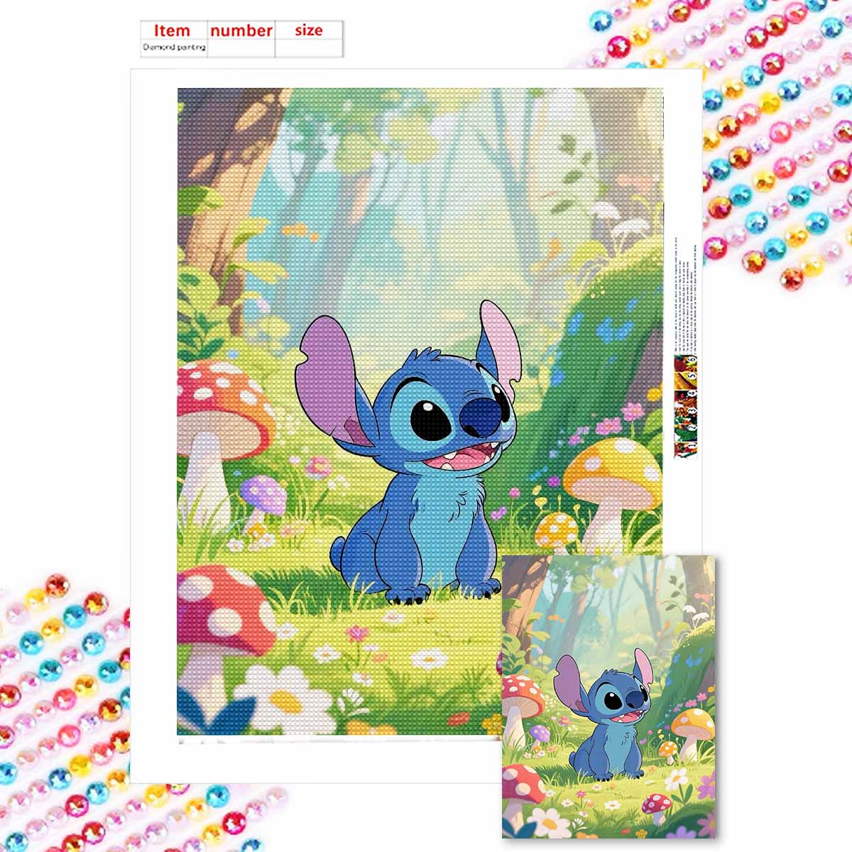 

Алмазная живопись своими руками Милый Стич Набор для вышивания крестом Мозаичное искусство Алмазная живопись Полная выкладка Алмаз Домашнее украшение Round 20x30cm