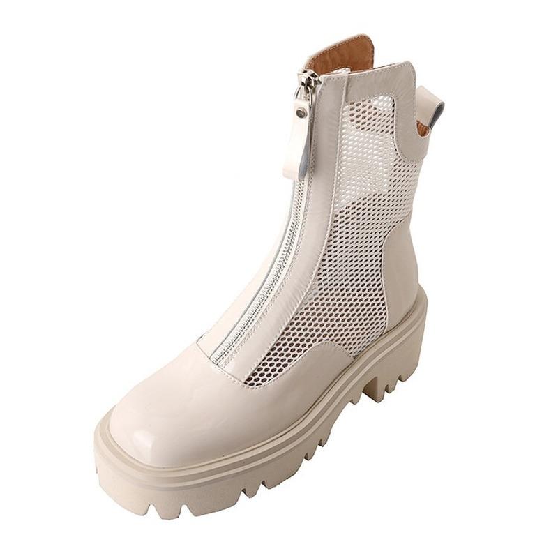 

Летние сапоги женские туфли на платформе модные сетчатые дизайнерские ботильоны женская обувь 39 бежевый