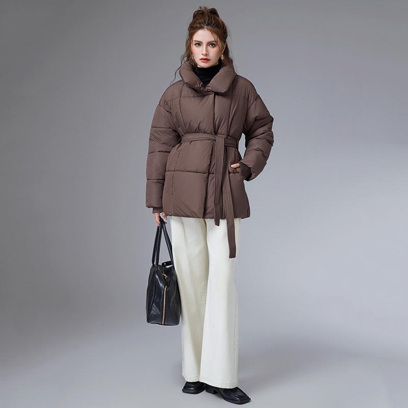 Winter new cotton-padded clothes, stand-up collar belt, thin women's loose and versatile cotton-padded jackets, fashionable cotton-padded clothes, wom