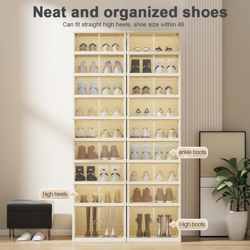 Dustproof Shoe Storage Rack Organizer 9 Layer Foldable Shoe Cabinet Shoe Box Large Size Multilayer Stackable Shoe Rack Organizer