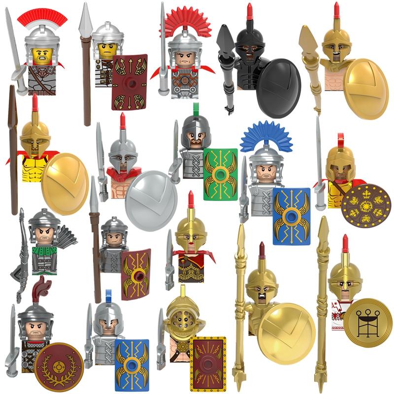 Middle Ages Roman Empire Spartan Crusader Mini Medieval Soldier Figures Model Building Blocks Bricks Toys Gift For Children