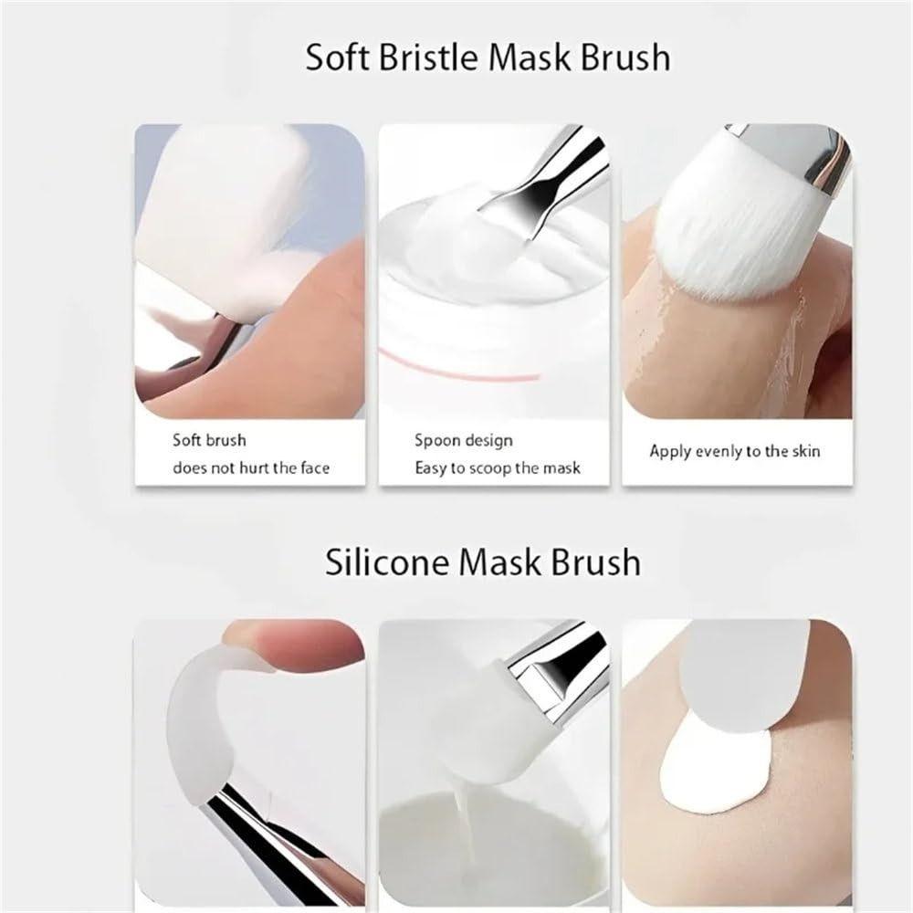Chrome Handle Silicone Face Mask Brush Soft Hair Foundation Applicator  Skincare Products
