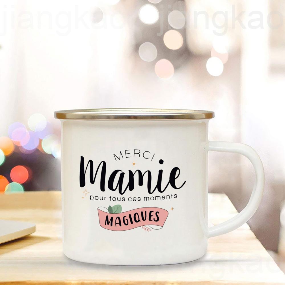 Thank You Grandma for All These Magical Moments Print Enamel Mug Outdoor Cup Drink Coffee Cups Holiday Birthday Gift for Grandma