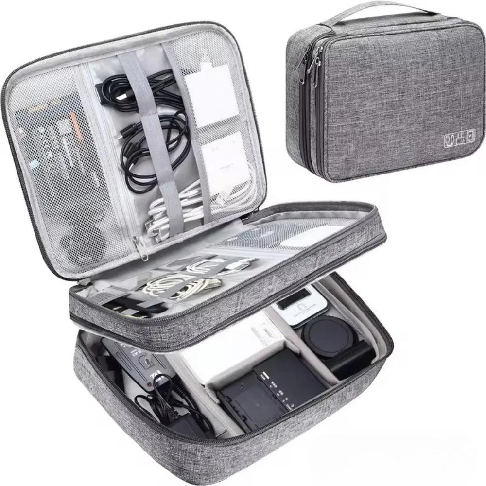 Travel Cable Accessories Bag Waterproof Double Layer Electronics Organizer Portable Storage Case for Cable, Cord, Charger, Phone, Adapter, Power Bank