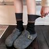 Thickened Autumn and Winter Retro Wool Socks for Women's Fashion, Color-blocked Mink Fleece Warm Mid-calf Socks