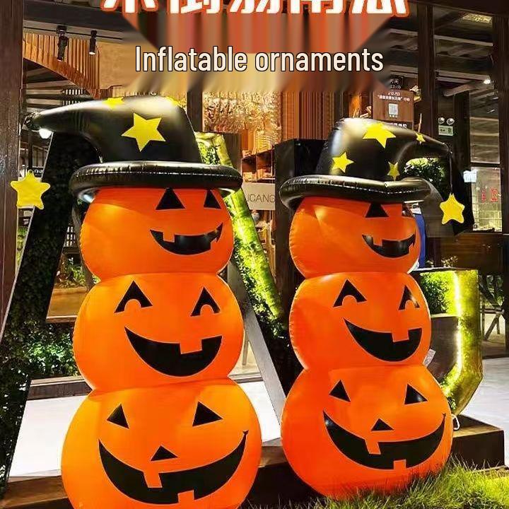 Inflatable Pumpkin Ghost Tumbler: Halloween Courtyard Decoration