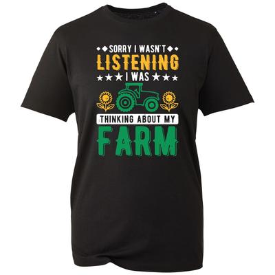 Farmers T-shirt Thinking About My Farm Tractor Top Holiday Unisex Men's Gift Tee
