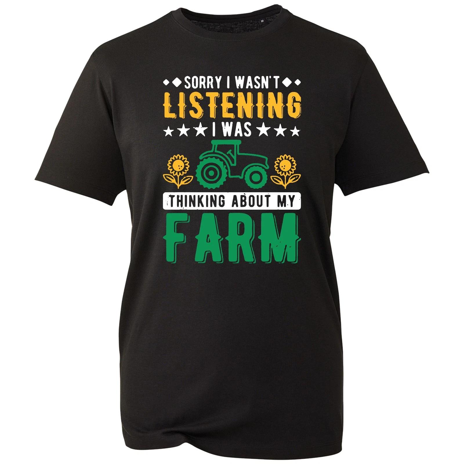 Farmers T-shirt Thinking About My Farm Tractor Top Holiday Unisex Men s Gift Tee S