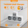 Tessan Vícenásobná nástěnná zásuvka se 3 AC zásuvkami a 3 USB porty, 6v1 USB adaptér s ochranou proti přetížení pro smartphone, tablet