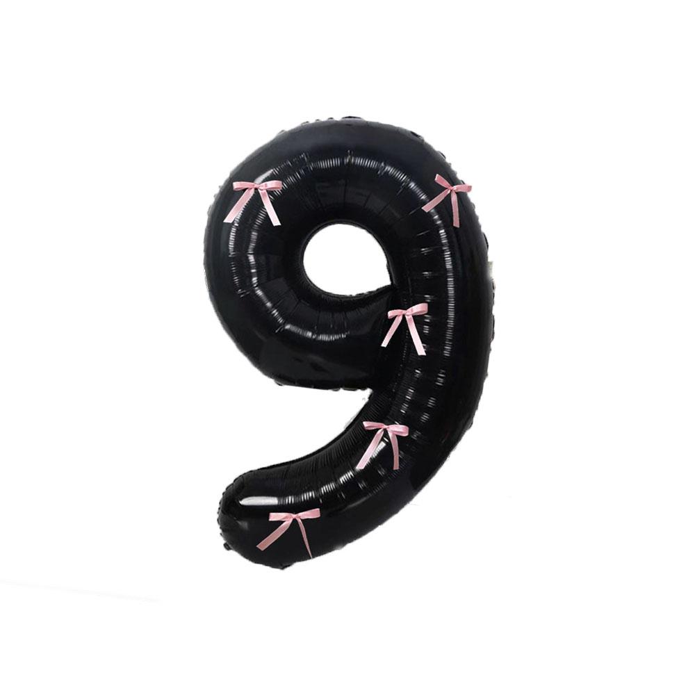 40inch Black Digital Foil Balloons Mini Bow 0-9 Giant Helium Ball Wedding Birthday Party Decorations Baby Shower Kids Toys