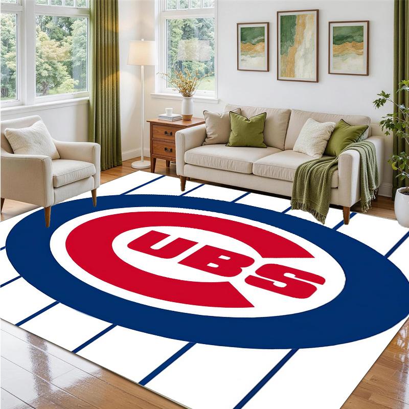 Chicago Cubs Design Crystal Velvet Rug Soft Decorative Mat for Bedroom Entrance