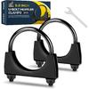 2Pcs Heavy-Duty 5.0 Inch Exhaust Clamps—Rust Proof Black Finish, Saddle-Style U-Bolt Clamps For Secure Pipe Connections