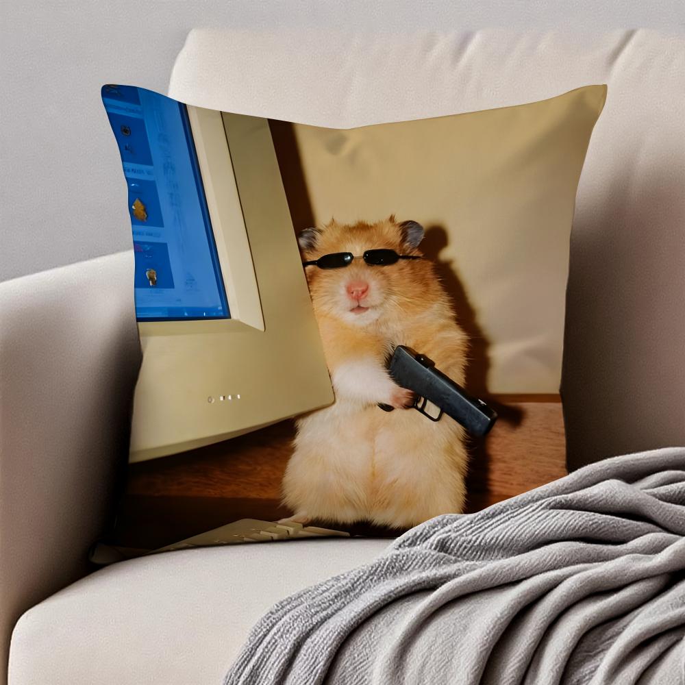 Interesting Animals Funny Cushion Cover Pillowcase Antidustmite Invisible Zipper Short Plush Sofa Cushion