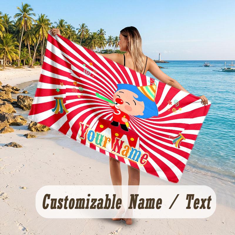 Personalized Beach Towel,El Payaso Plim Plim Custom Printed Name Text, Super Absorbent Towel For Beach Vacation