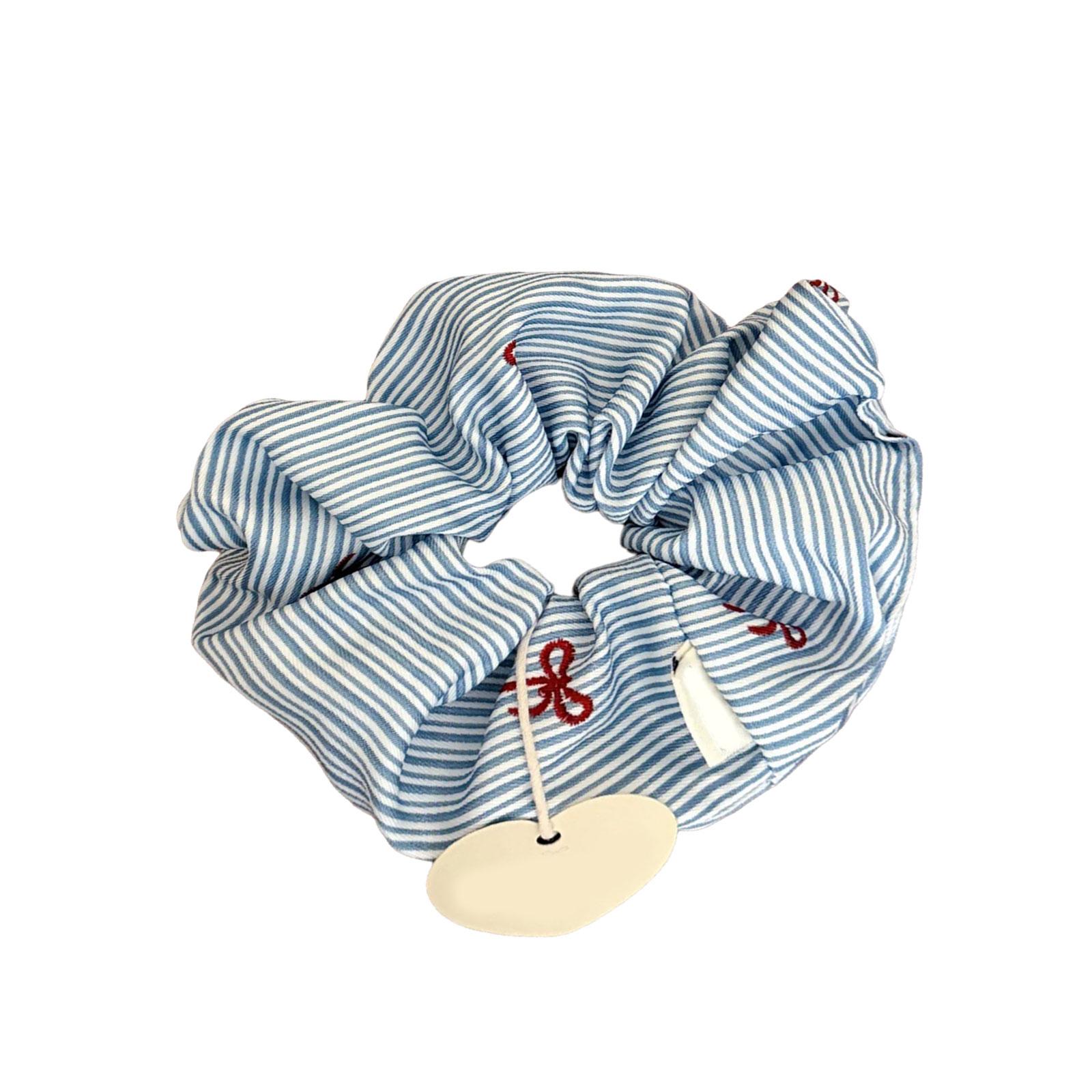 Classical Balletcore Scrunchie With Striped Bowknot Lace Design Stretchy Hair Tie Ponytail Holder For Women Teens Girl